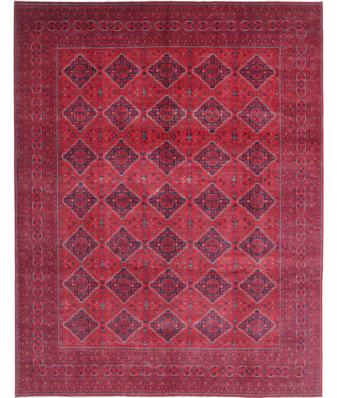 Afghan 9'8'' X 12'4'' Hand-Knotted Wool Rug 9'8'' x 12'4'' (290 X 370) / Red / Red