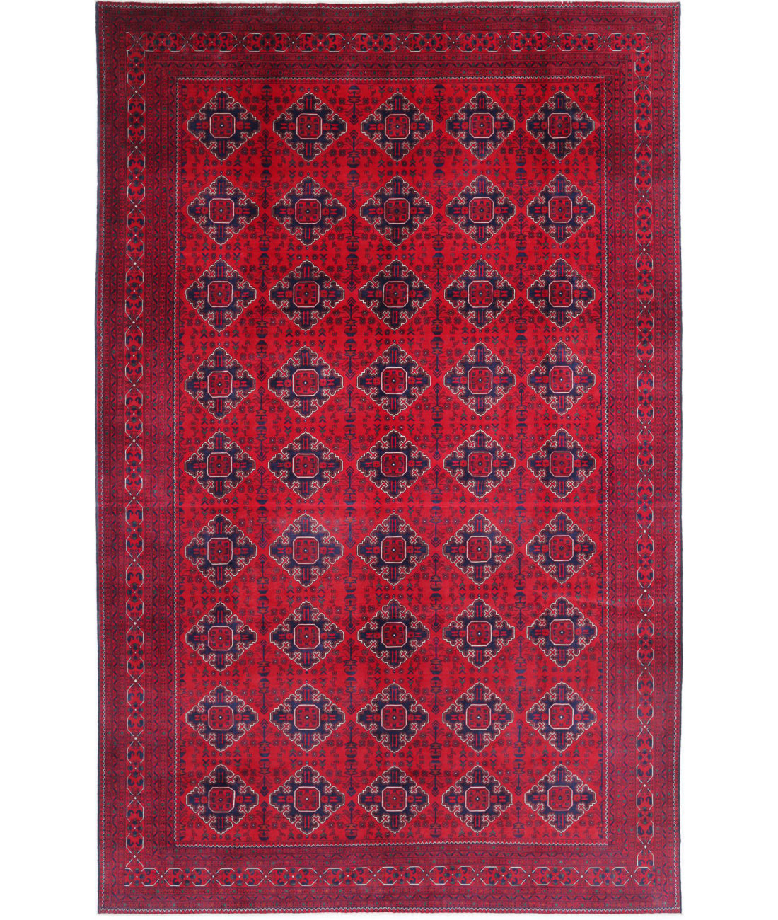 Afghan 9'8'' X 15'6'' Hand-Knotted Wool Rug 9'8'' x 15'6'' (290 X 465) / Red / Ivory