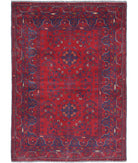 Afghan 3'4'' X 4'9'' Hand-Knotted Wool Rug 3'4'' x 4'9'' (100 X 143) / Red / Red