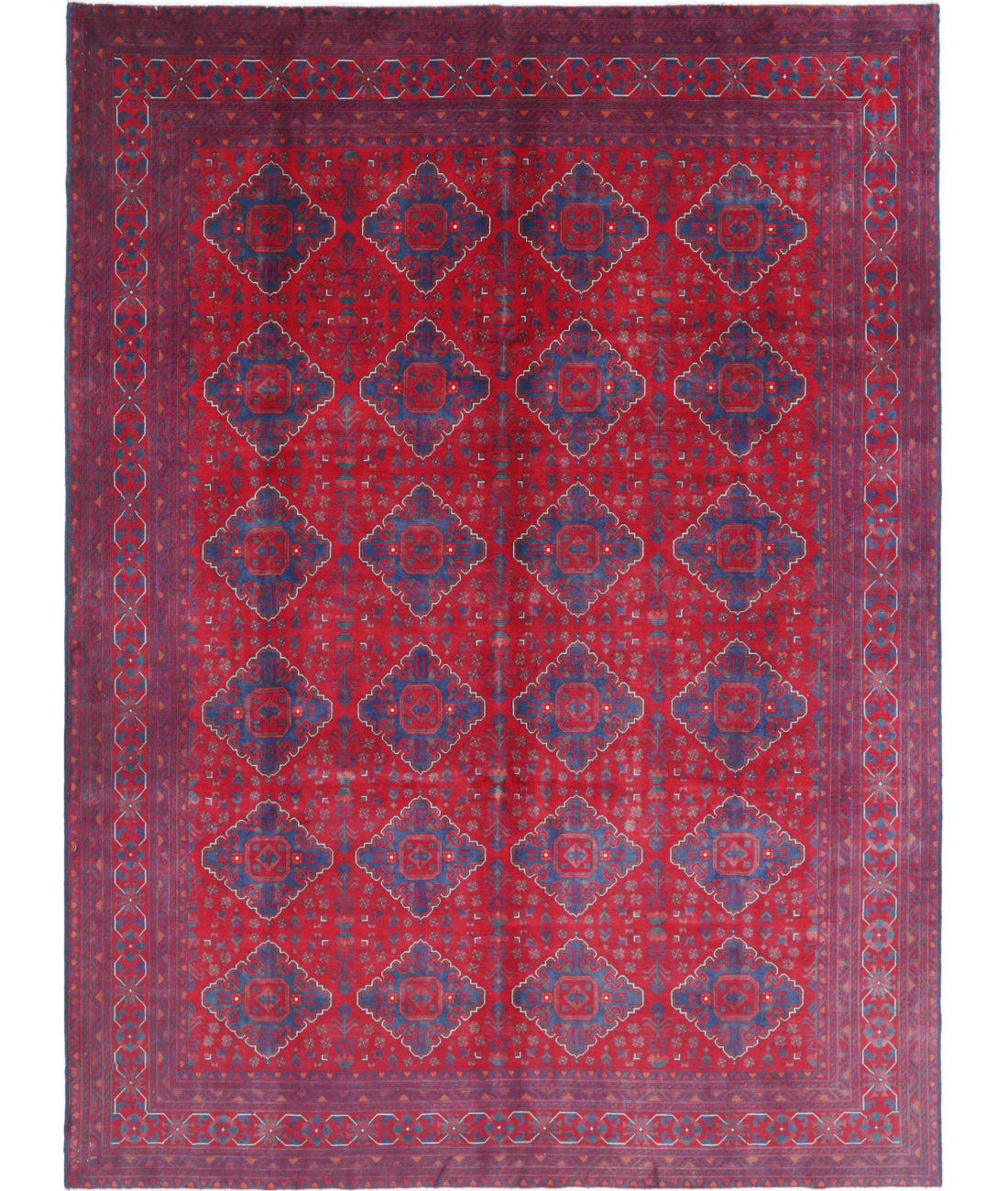 Afghan 7'11'' X 10'9'' Hand-Knotted Wool Rug 7'11'' x 10'9'' (238 X 323) / Red / Red