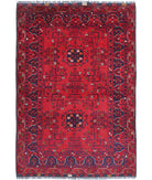 Afghan 3'3'' X 4'9'' Hand-Knotted Wool Rug 3'3'' x 4'9'' (98 X 143) / Red / Red