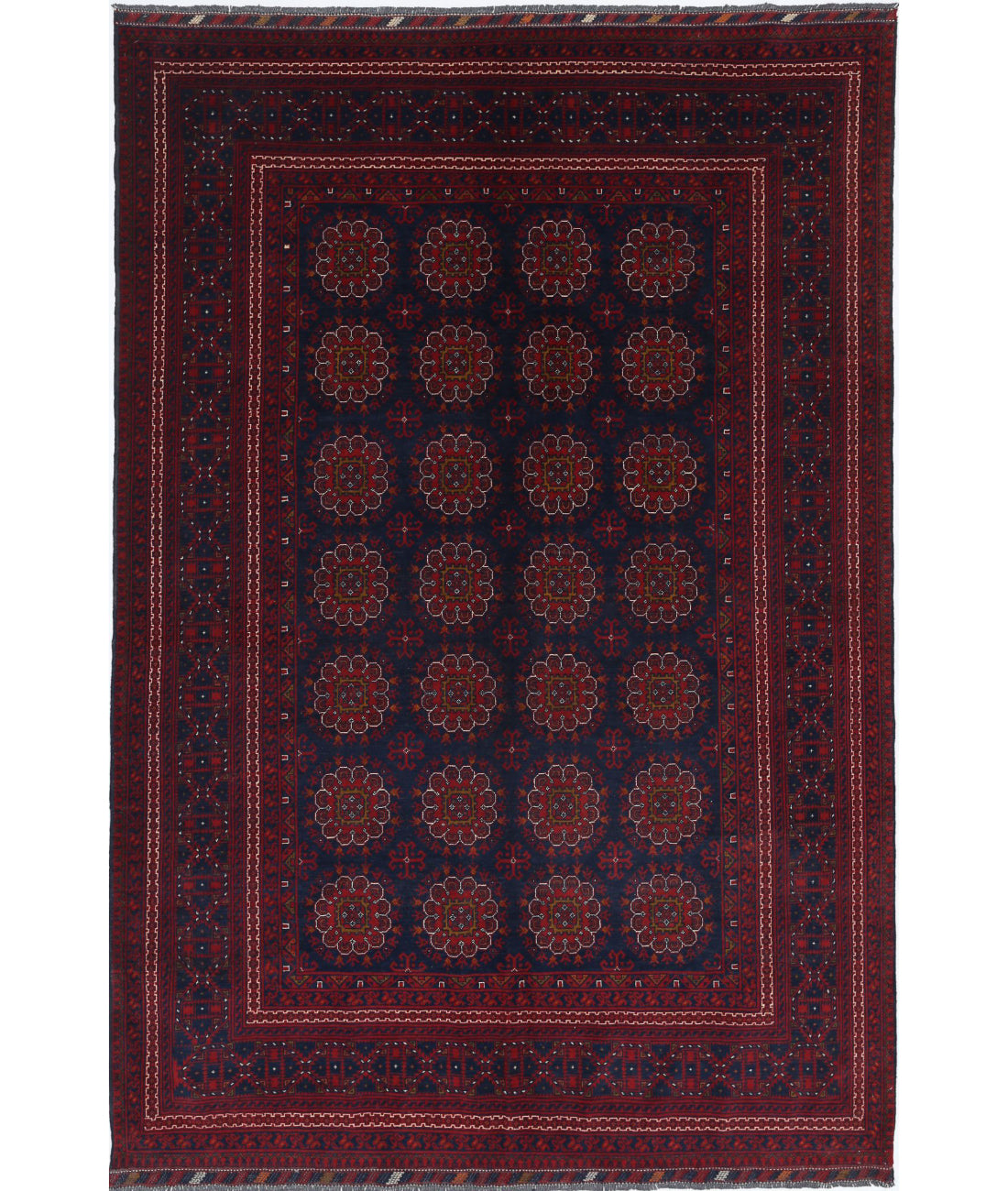 Afghan 6'6'' X 9'6'' Hand-Knotted Wool Rug 6'6'' x 9'6'' (195 X 285) / Blue / Blue