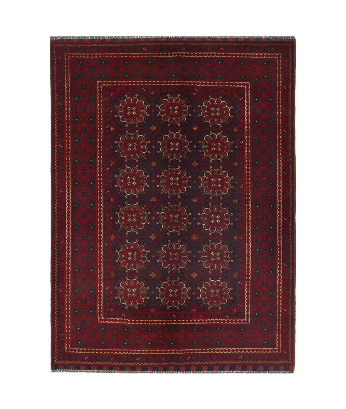 Afghan 4'10'' X 6'7'' Hand-Knotted Wool Rug 4'10'' x 6'7'' (145 X 198) / Red / Blue