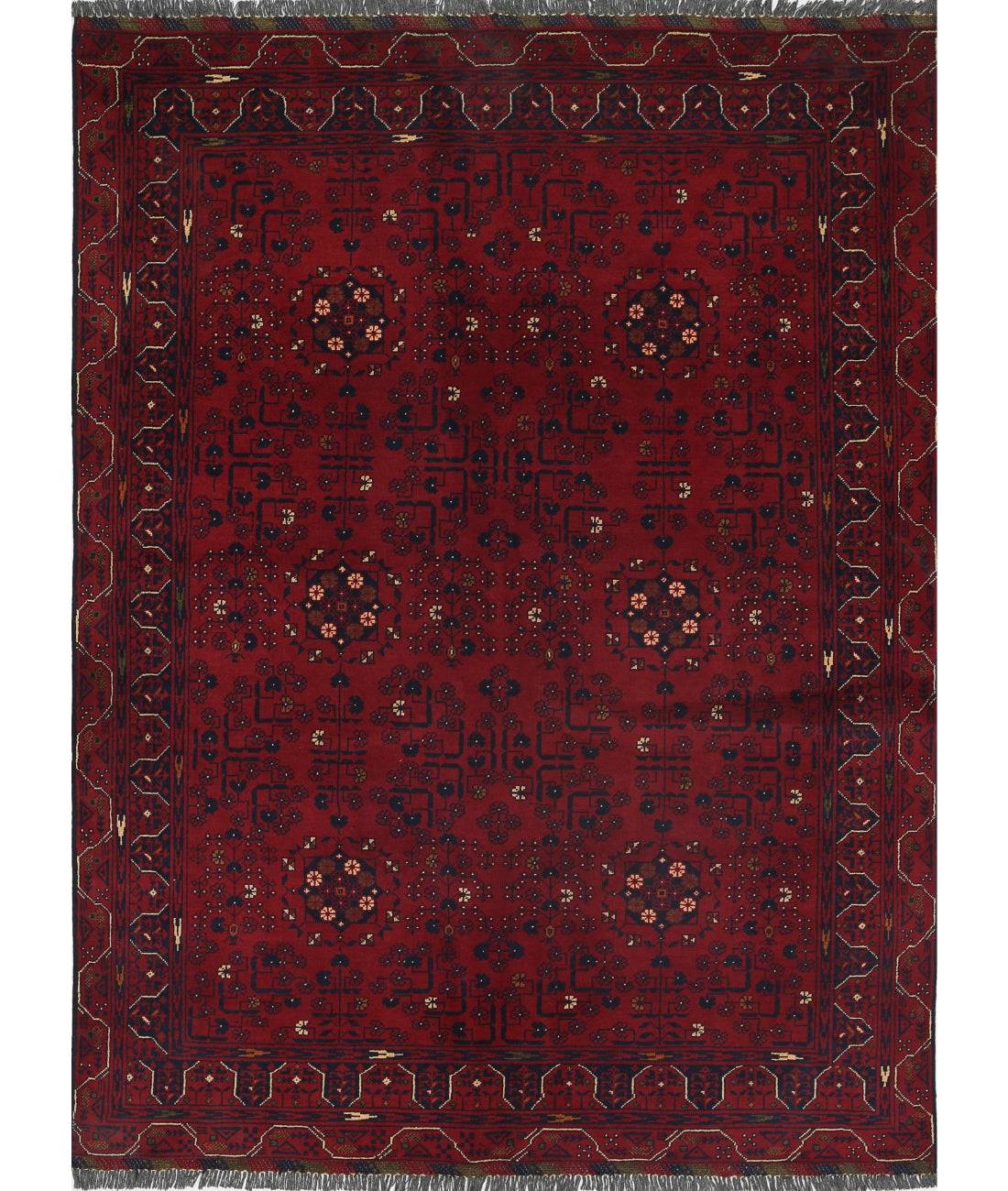 Afghan 4'9'' X 6'4'' Hand-Knotted Wool Rug 4'9'' x 6'4'' (143 X 190) / Red / Red