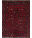 Afghan 4'9'' X 6'4'' Hand-Knotted Wool Rug 4'9'' x 6'4'' (143 X 190) / Red / Red