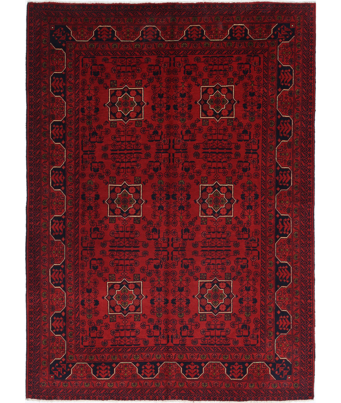 Afghan 4'9'' X 6'6'' Hand-Knotted Wool Rug 4'9'' x 6'6'' (143 X 195) / Red / Red