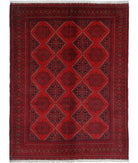 Afghan 5'0'' X 6'7'' Hand-Knotted Wool Rug 5'0'' x 6'7'' (150 X 198) / Red / Red