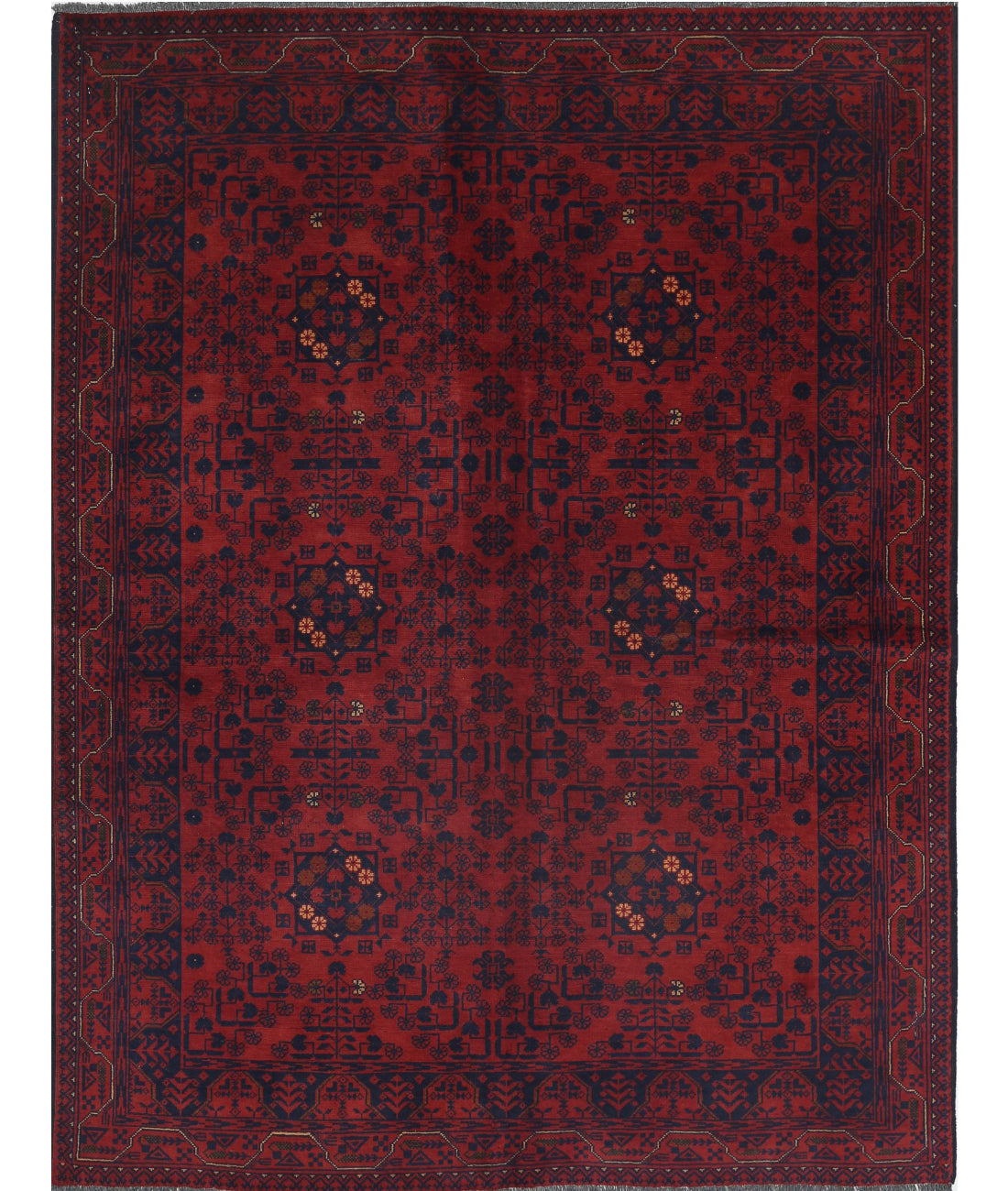 Afghan 4'9'' X 6'3'' Hand-Knotted Wool Rug 4'9'' x 6'3'' (143 X 188) / Red / N/A