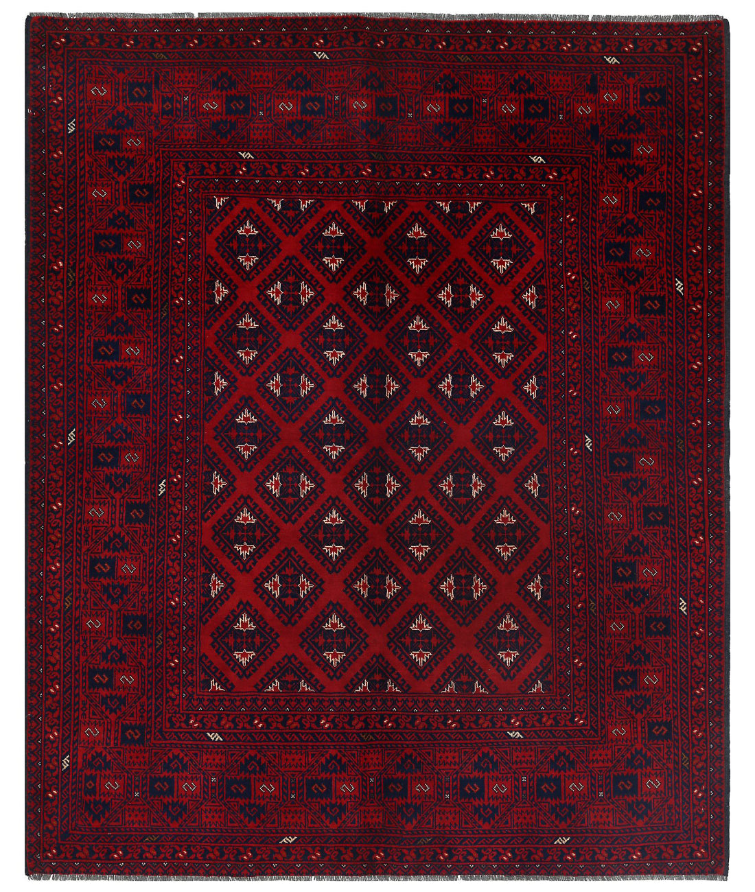 Afghan 5'0'' X 6'2'' Hand-Knotted Wool Rug 5'0'' x 6'2'' (150 X 185) / Red / N/A