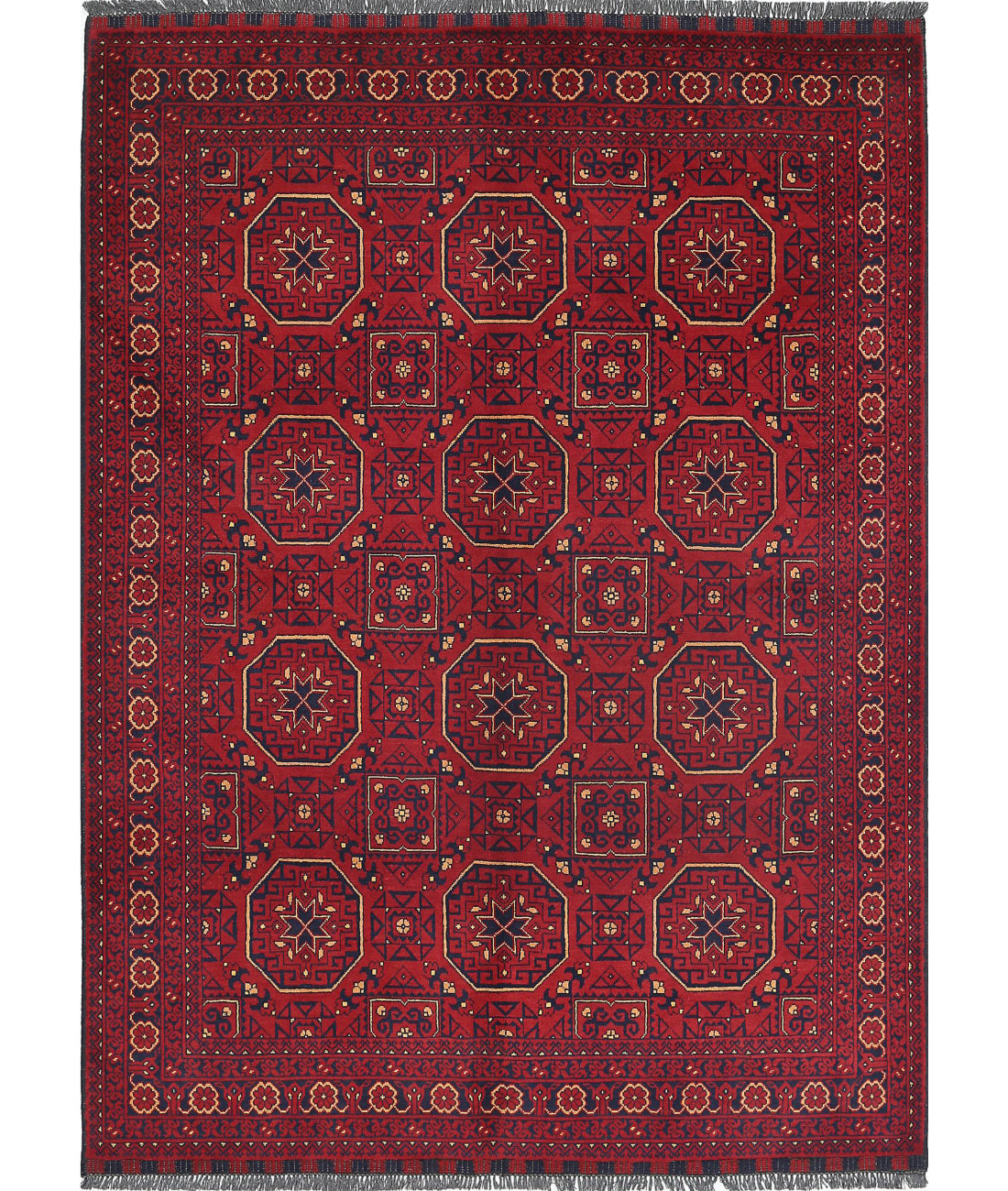 Afghan 4'11'' X 6'8'' Hand-Knotted Wool Rug 4'11'' x 6'8'' (148 X 200) / Red / N/A