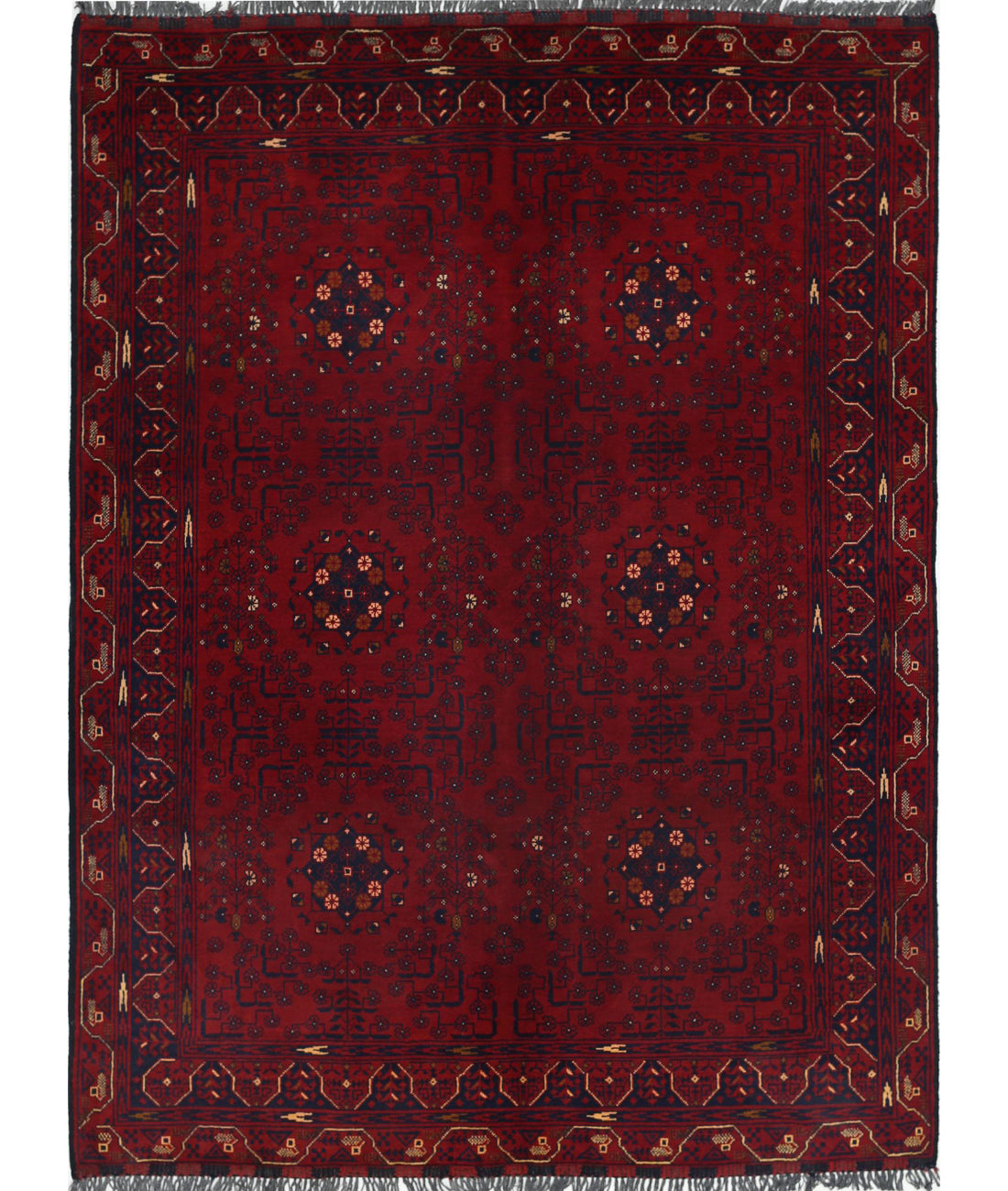 Afghan 4'9'' X 6'5'' Hand-Knotted Wool Rug 4'9'' x 6'5'' (143 X 193) / Red / N/A