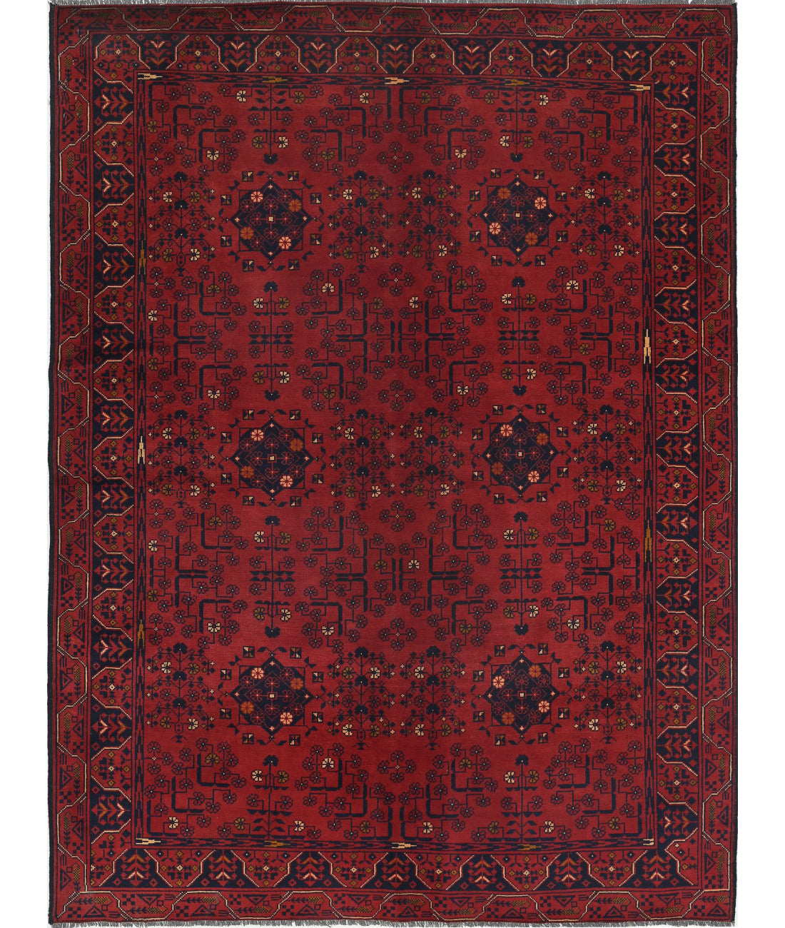 Afghan 4'9'' X 6'5'' Hand-Knotted Wool Rug 4'9'' x 6'5'' (143 X 193) / Red / N/A