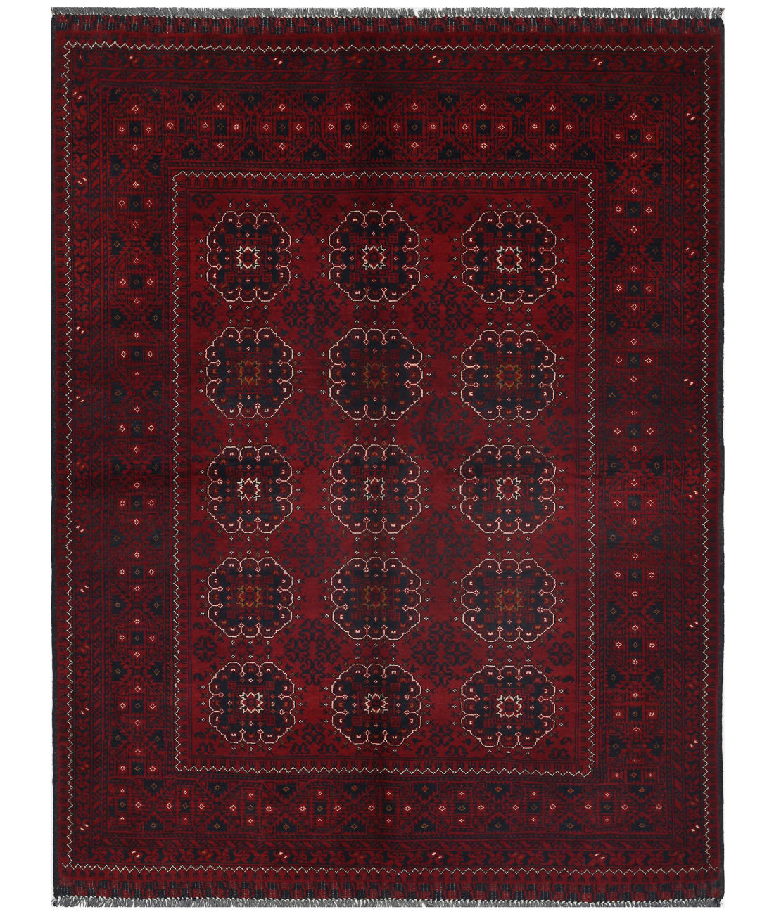 Afghan 4'9'' X 6'1'' Hand-Knotted Wool Rug 4'9'' x 6'1'' (143 X 183) / Red / N/A