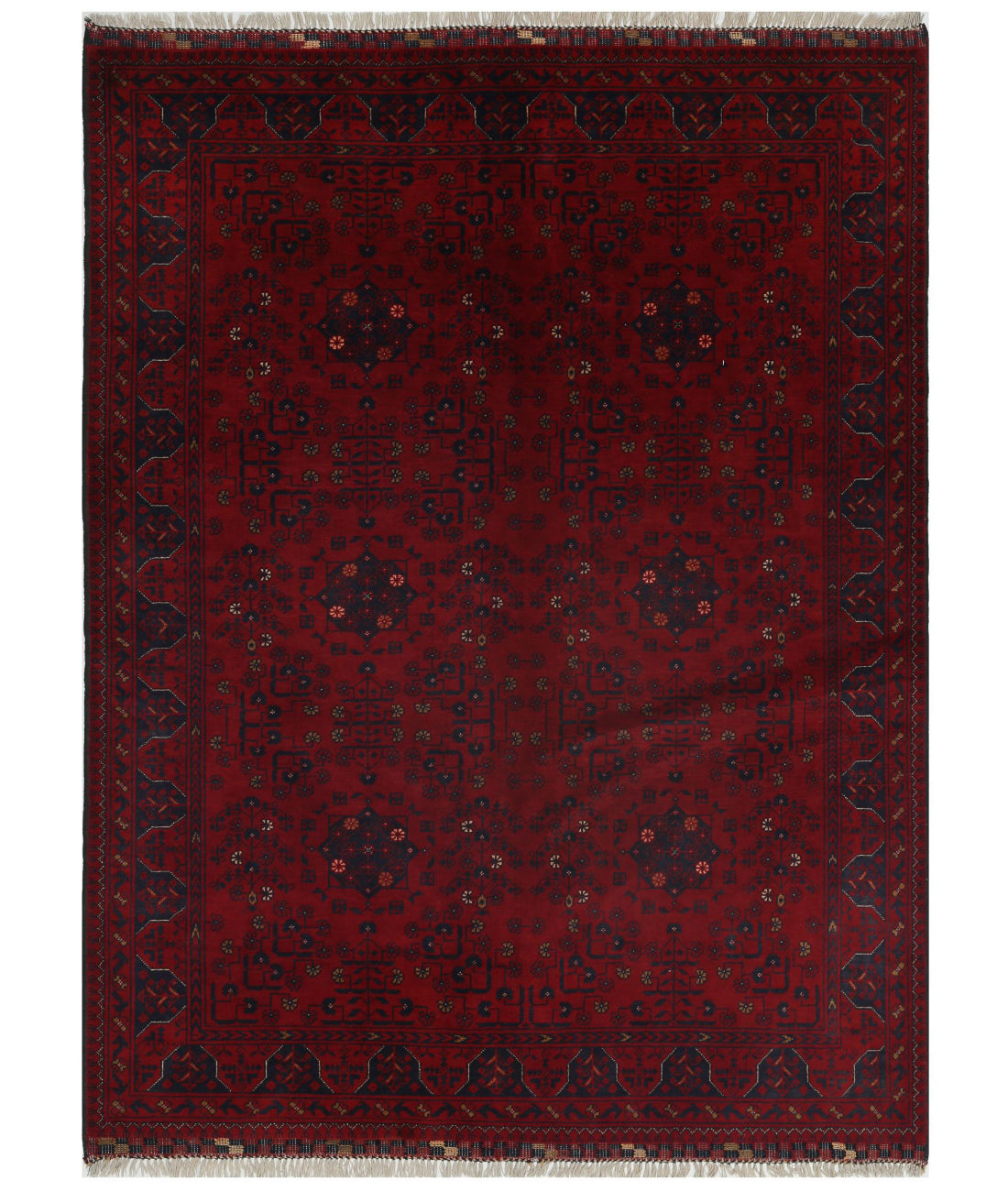 Afghan 4'10'' X 6'5'' Hand-Knotted Wool Rug 4'10'' x 6'5'' (145 X 193) / Red / N/A