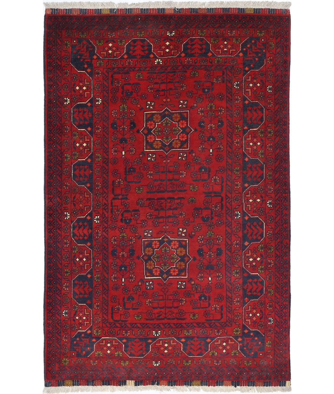 Afghan 3'3'' X 5'0'' Hand-Knotted Wool Rug 3'3'' x 5'0'' (98 X 150) / Red / N/A