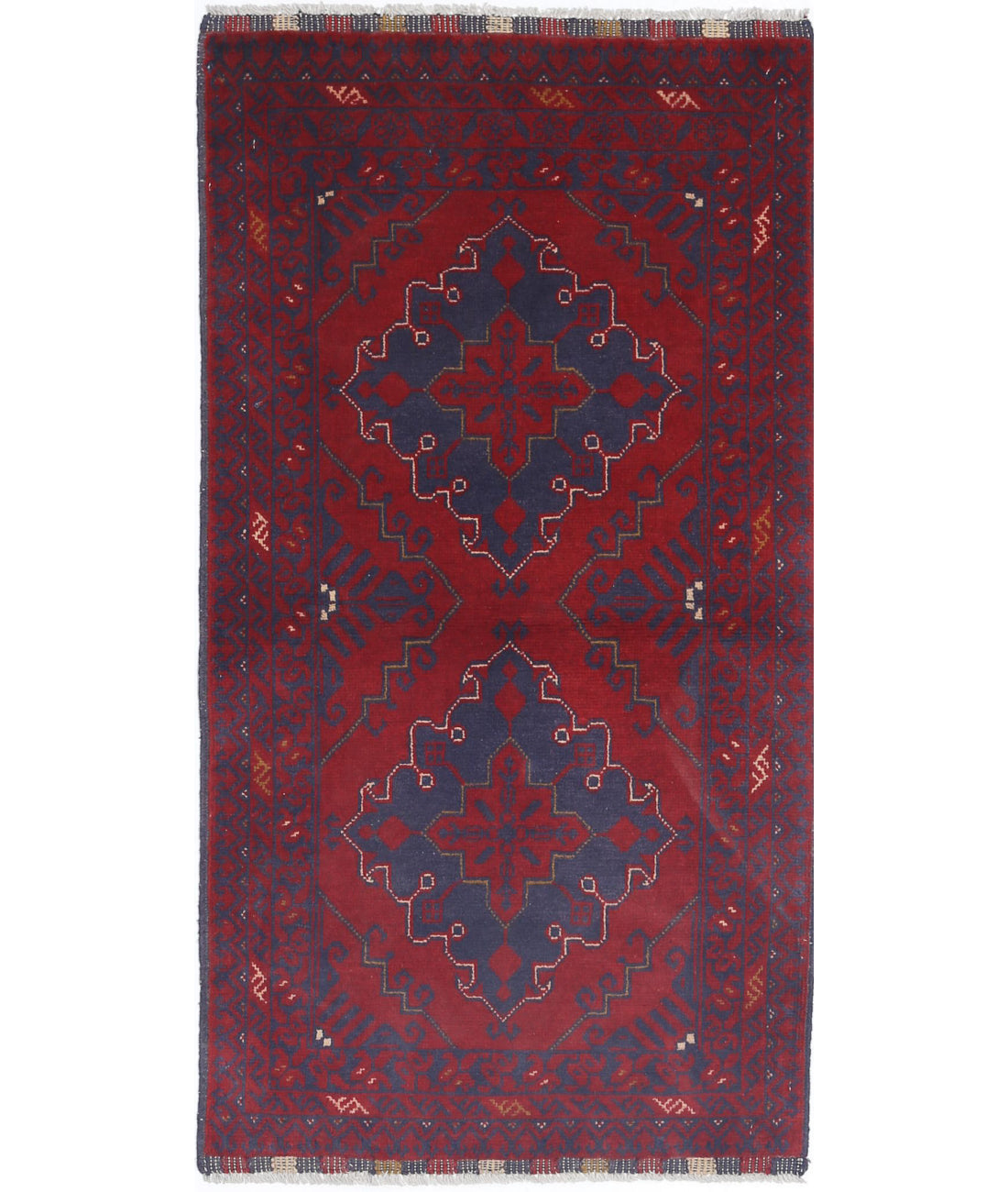 Afghan 1'11'' X 3'9'' Hand-Knotted Wool Rug 1'11'' x 3'9'' (58 X 113) / Red / N/A