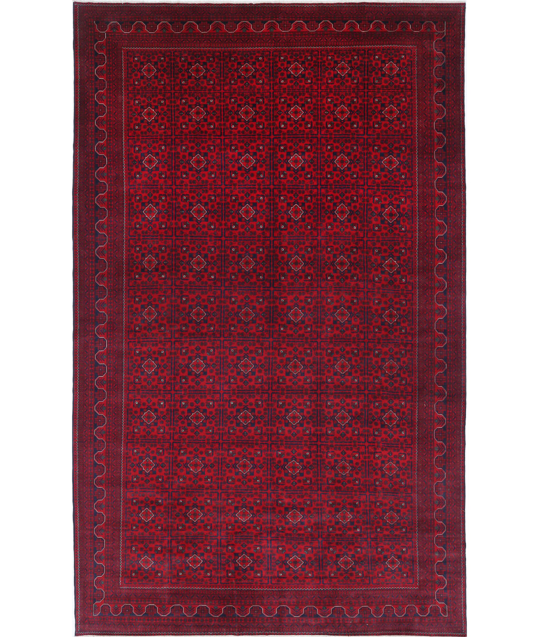 Afghan 9'9'' X 15'11'' Hand-Knotted Wool Rug 9'9'' x 15'11'' (293 X 478) / Red / Blue