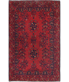 Afghan 3'3'' X 5'1'' Hand-Knotted Wool Rug 3'3'' x 5'1'' (98 X 153) / Red / N/A