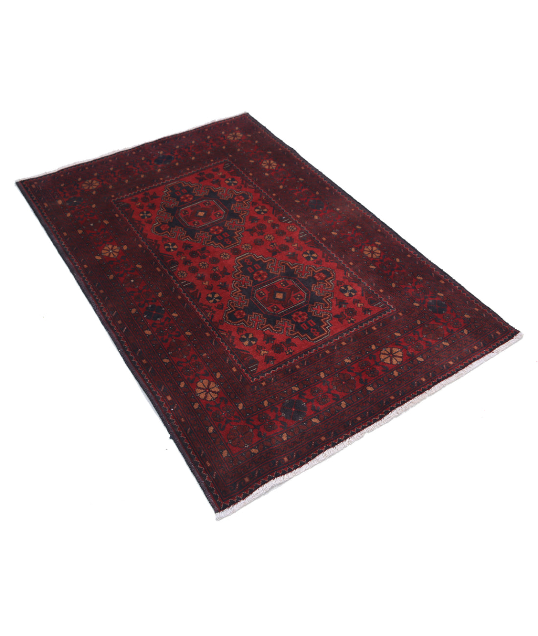 Afghan 3'3'' X 4'1'' Hand-Knotted Wool Rug 3'3'' x 4'1'' (98 X 123) / Red / N/A