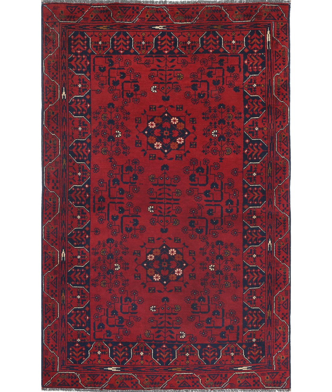 Afghan 3'2'' X 4'9'' Hand-Knotted Wool Rug 3'2'' x 4'9'' (95 X 143) / Red / N/A