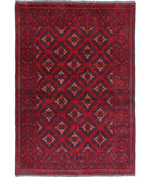 Afghan 3'3'' X 4'8'' Hand-Knotted Wool Rug 3'3'' x 4'8'' (98 X 140) / Red / N/A