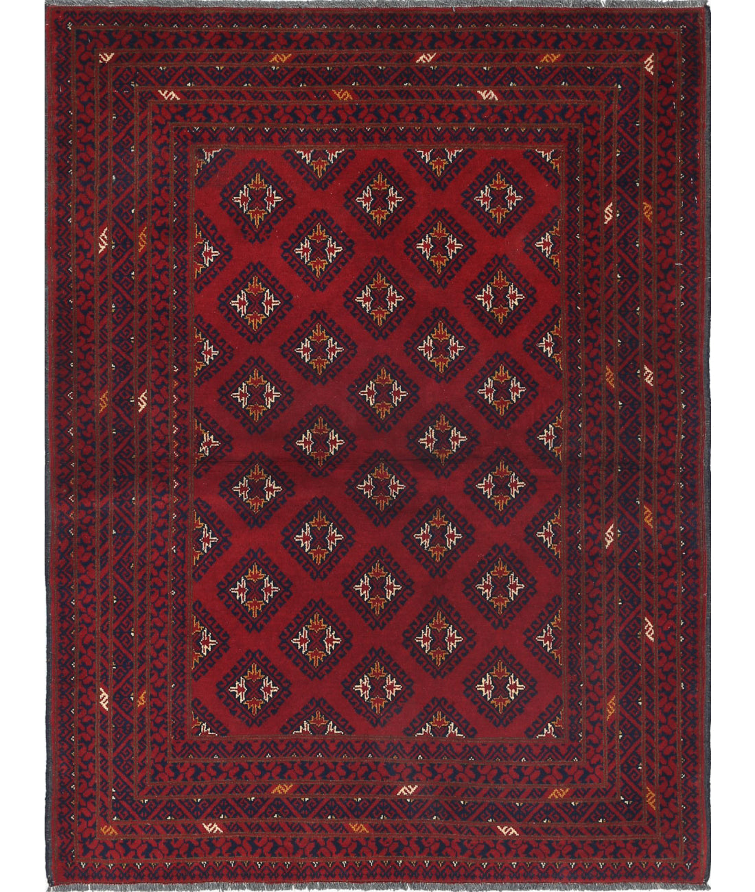 Afghan 3'4'' X 4'6'' Hand-Knotted Wool Rug 3'4'' x 4'6'' (100 X 135) / Red / N/A