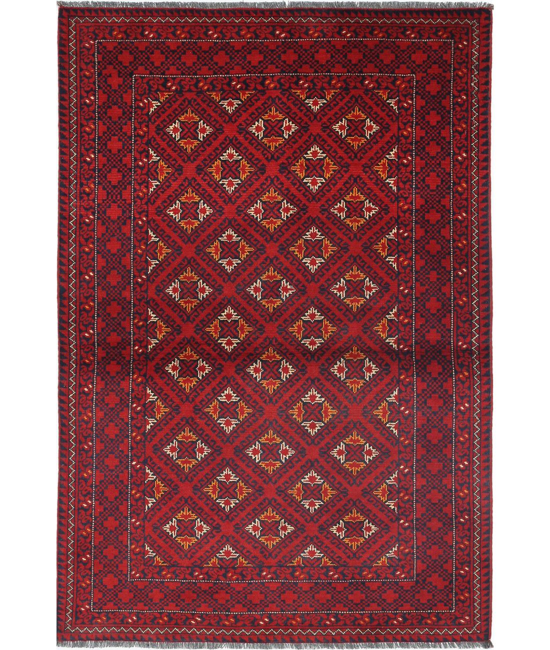 Afghan 3'3'' X 4'9'' Hand-Knotted Wool Rug 3'3'' x 4'9'' (98 X 143) / Red / N/A