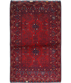 Afghan 3'2'' X 5'0'' Hand-Knotted Wool Rug 3'2'' x 5'0'' (95 X 150) / Red / N/A