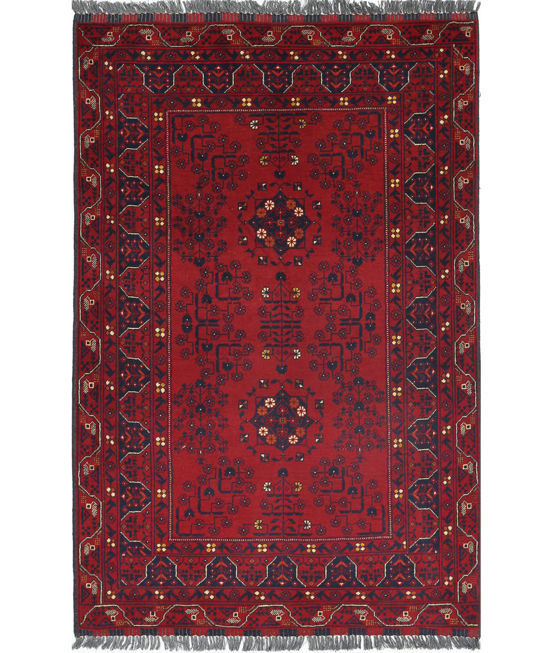 Afghan 3'3'' X 5'0'' Hand-Knotted Wool Rug 3'3'' x 5'0'' (98 X 150) / Red / N/A