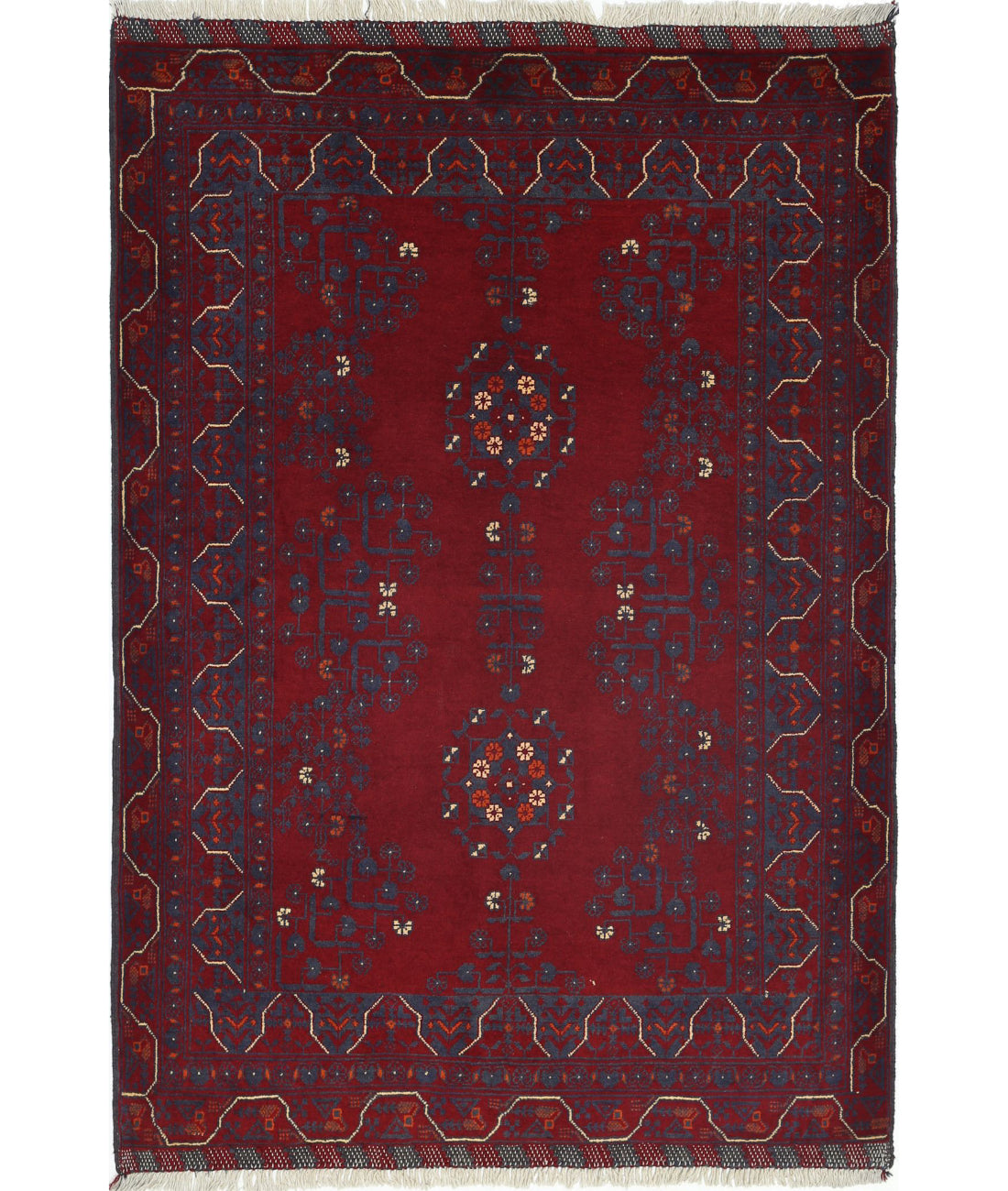 Afghan 3'4'' X 4'10'' Hand-Knotted Wool Rug 3'4'' x 4'10'' (100 X 145) / Red / N/A