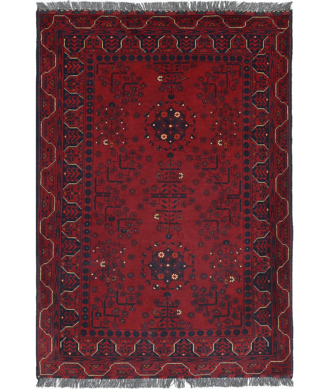 Afghan 3'3'' X 4'10'' Hand-Knotted Wool Rug 3'3'' x 4'10'' (98 X 145) / Red / N/A