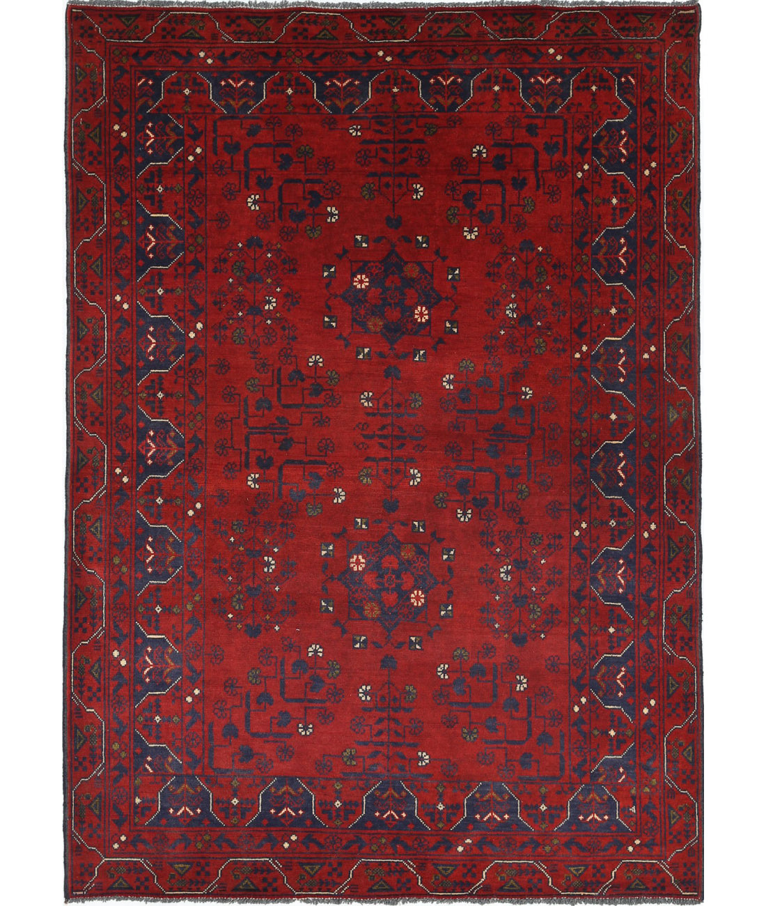 Afghan 3'4'' X 4'9'' Hand-Knotted Wool Rug 3'4'' x 4'9'' (100 X 143) / Red / N/A