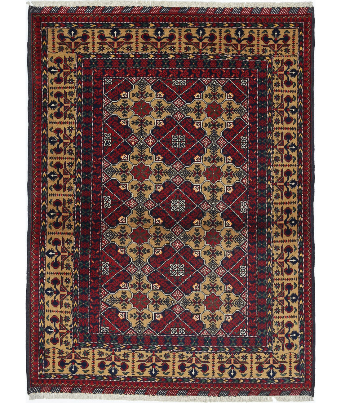 Afghan 3'3'' X 4'6'' Hand-Knotted Wool Rug 3'3'' x 4'6'' (98 X 135) / Red / N/A