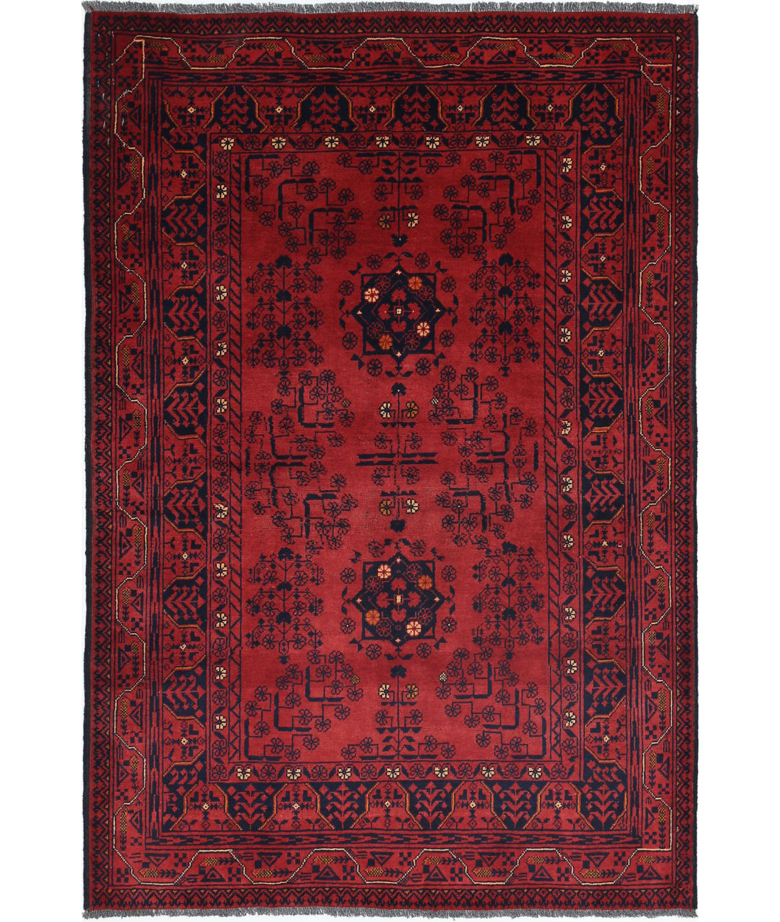 Afghan 3'2'' X 4'9'' Hand-Knotted Wool Rug 3'2'' x 4'9'' (95 X 143) / Red / N/A