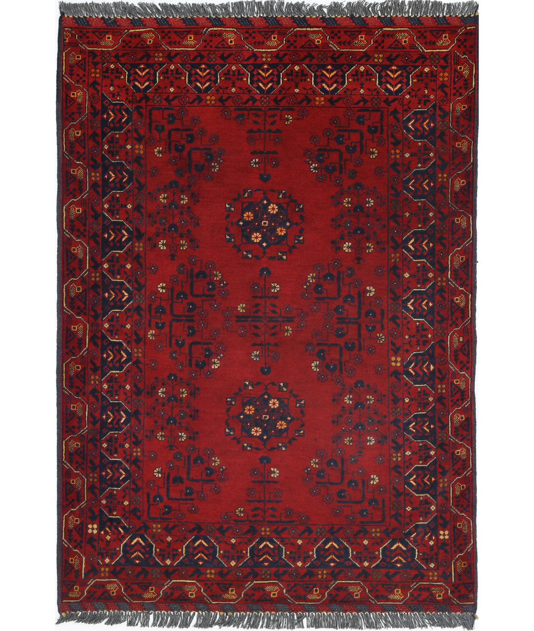 Afghan 3'4'' X 4'9'' Hand-Knotted Wool Rug 3'4'' x 4'9'' (100 X 143) / Red / N/A