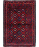 Afghan 3'3'' X 4'8'' Hand-Knotted Wool Rug 3'3'' x 4'8'' (98 X 140) / Red / N/A