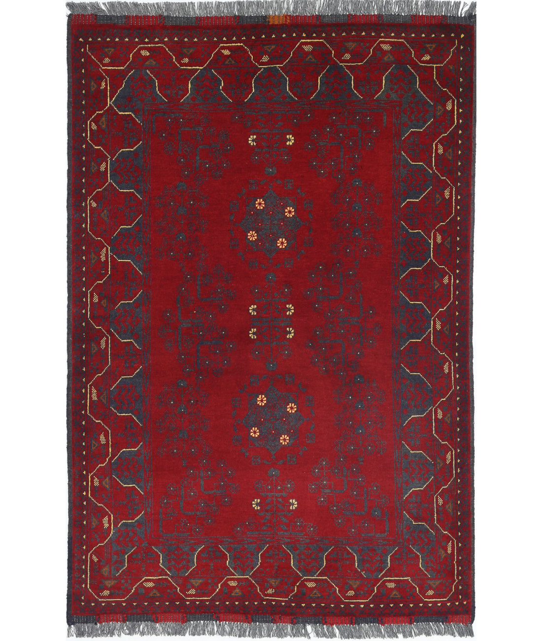 Afghan 3'3'' X 4'10'' Hand-Knotted Wool Rug 3'3'' x 4'10'' (98 X 145) / Red / N/A