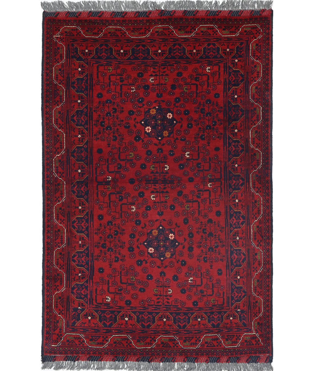 Afghan 3'2'' X 4'9'' Hand-Knotted Wool Rug 3'2'' x 4'9'' (95 X 143) / Red / N/A