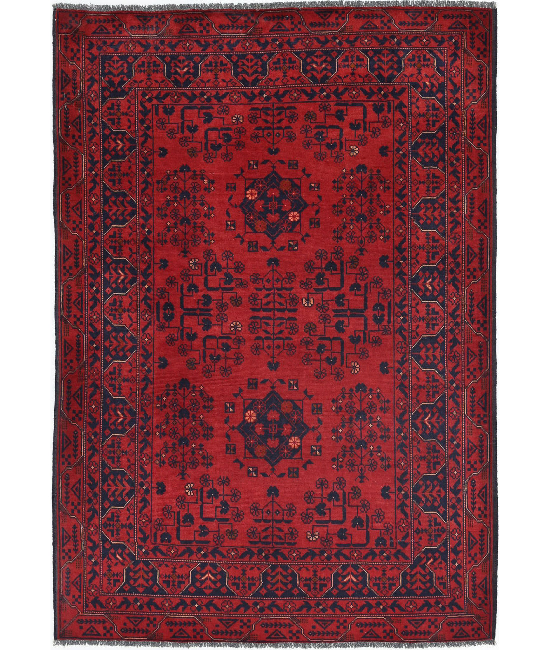 Afghan 3'5'' X 4'10'' Hand-Knotted Wool Rug 3'5'' x 4'10'' (103 X 145) / Red / N/A