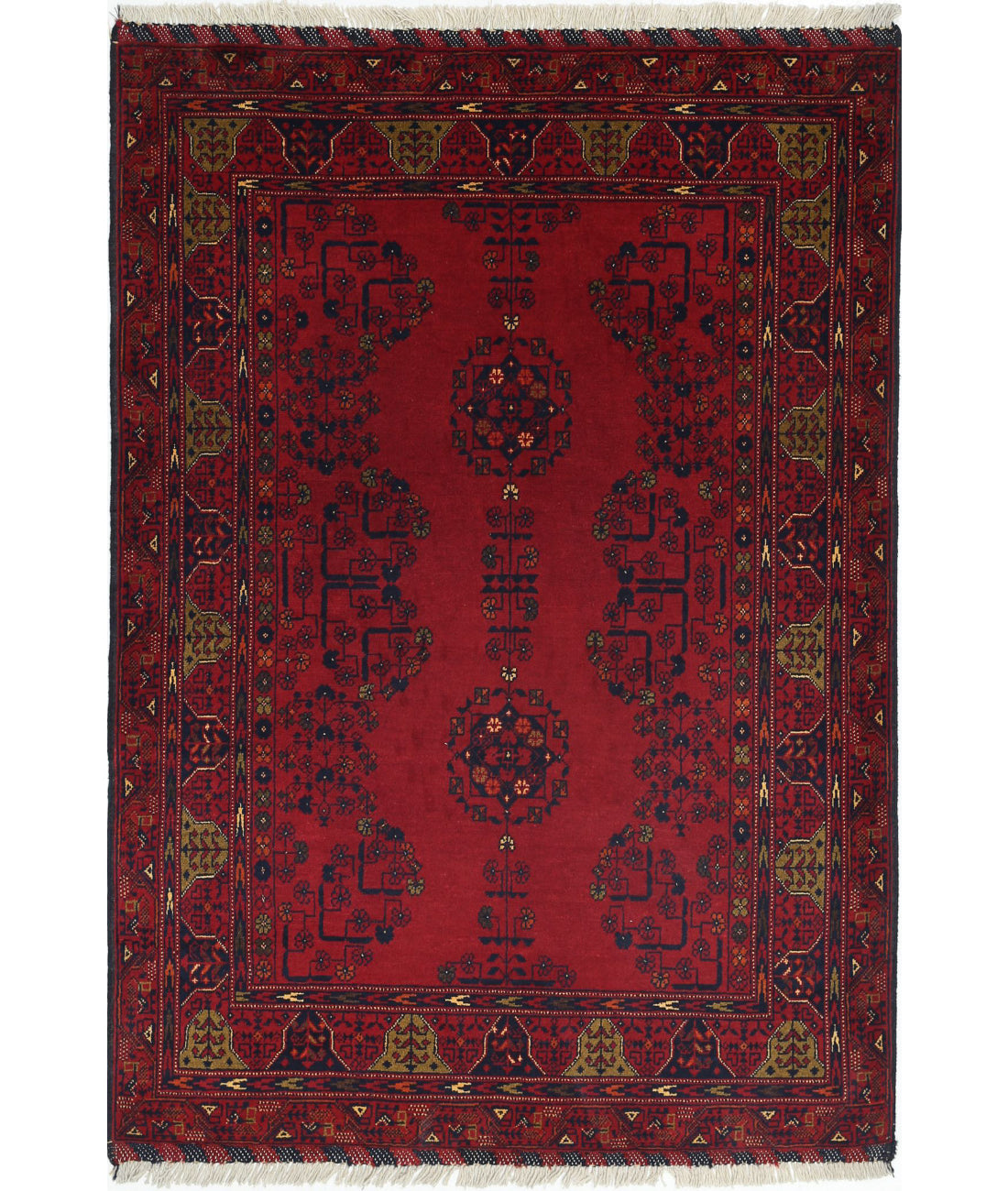 Afghan 3'4'' X 4'9'' Hand-Knotted Wool Rug 3'4'' x 4'9'' (100 X 143) / Red / N/A