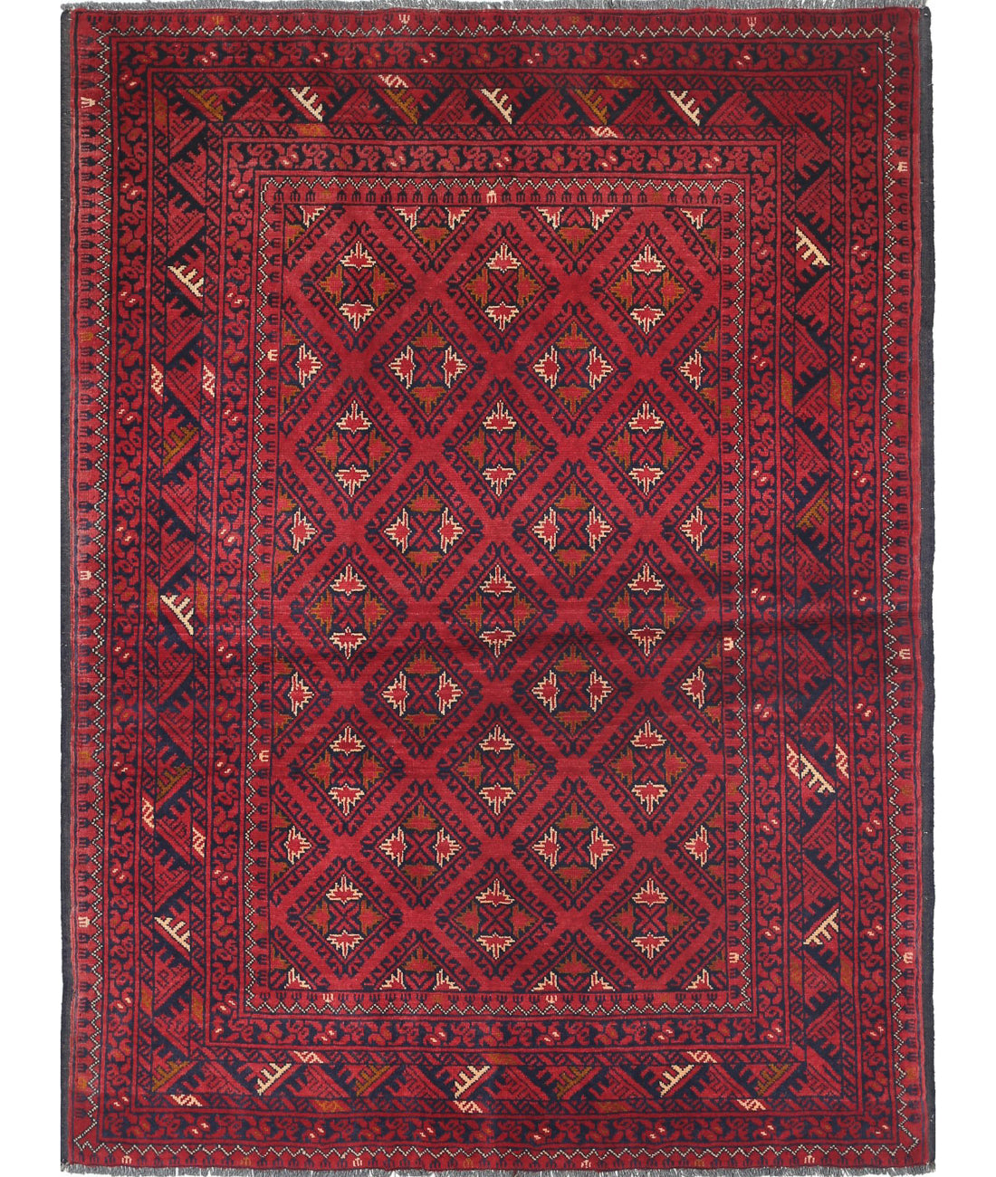 Afghan 3'5'' X 4'8'' Hand-Knotted Wool Rug 3'5'' x 4'8'' (103 X 140) / Red / N/A