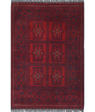 Afghan 3'3'' X 4'10'' Hand-Knotted Wool Rug 3'3'' x 4'10'' (98 X 145) / Red / N/A