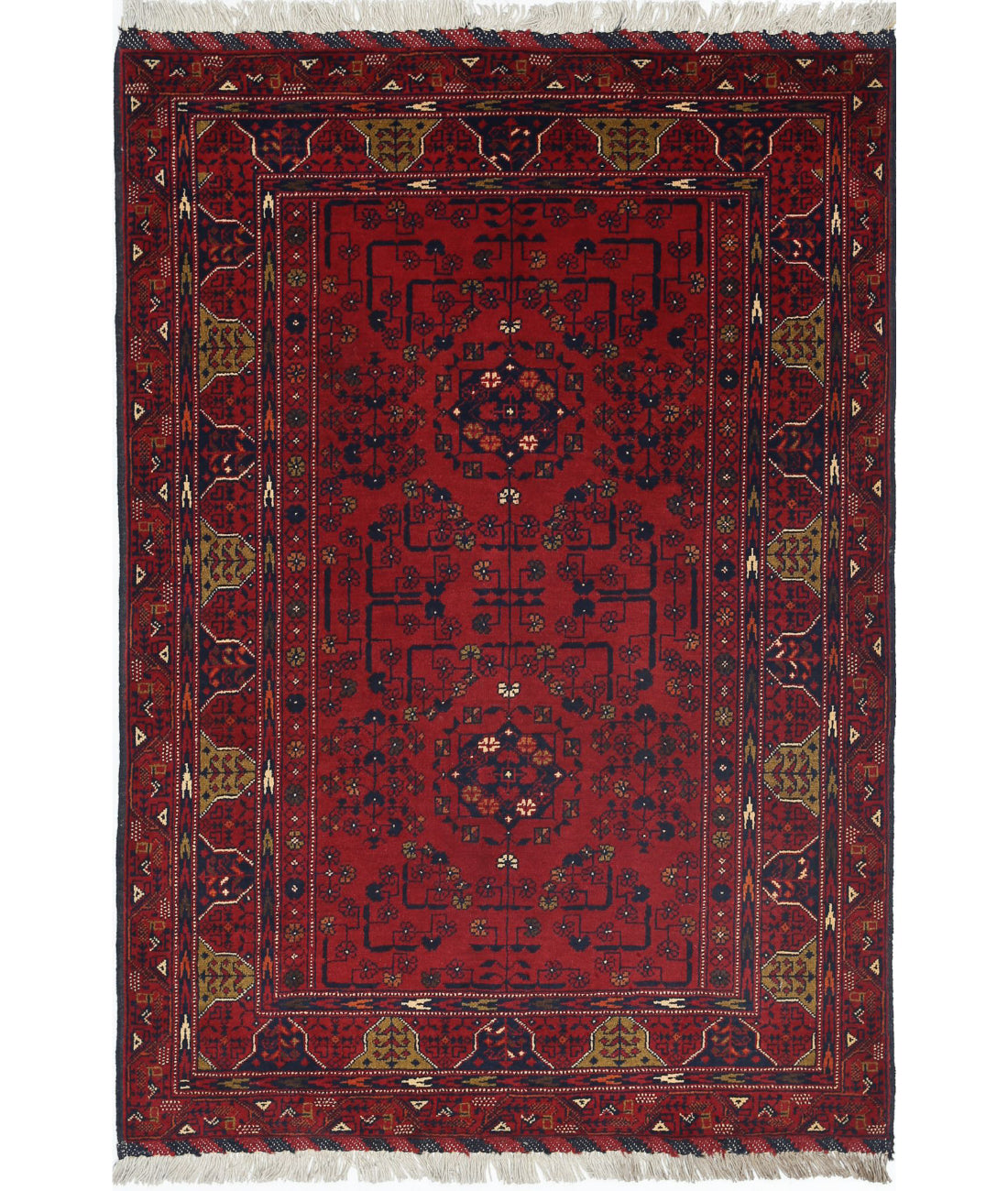 Afghan 3'3'' X 4'8'' Hand-Knotted Wool Rug 3'3'' x 4'8'' (98 X 140) / Red / N/A