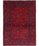 Afghan 3'4'' X 4'8'' Hand-Knotted Wool Rug 3'4'' x 4'8'' (100 X 140) / Red / N/A