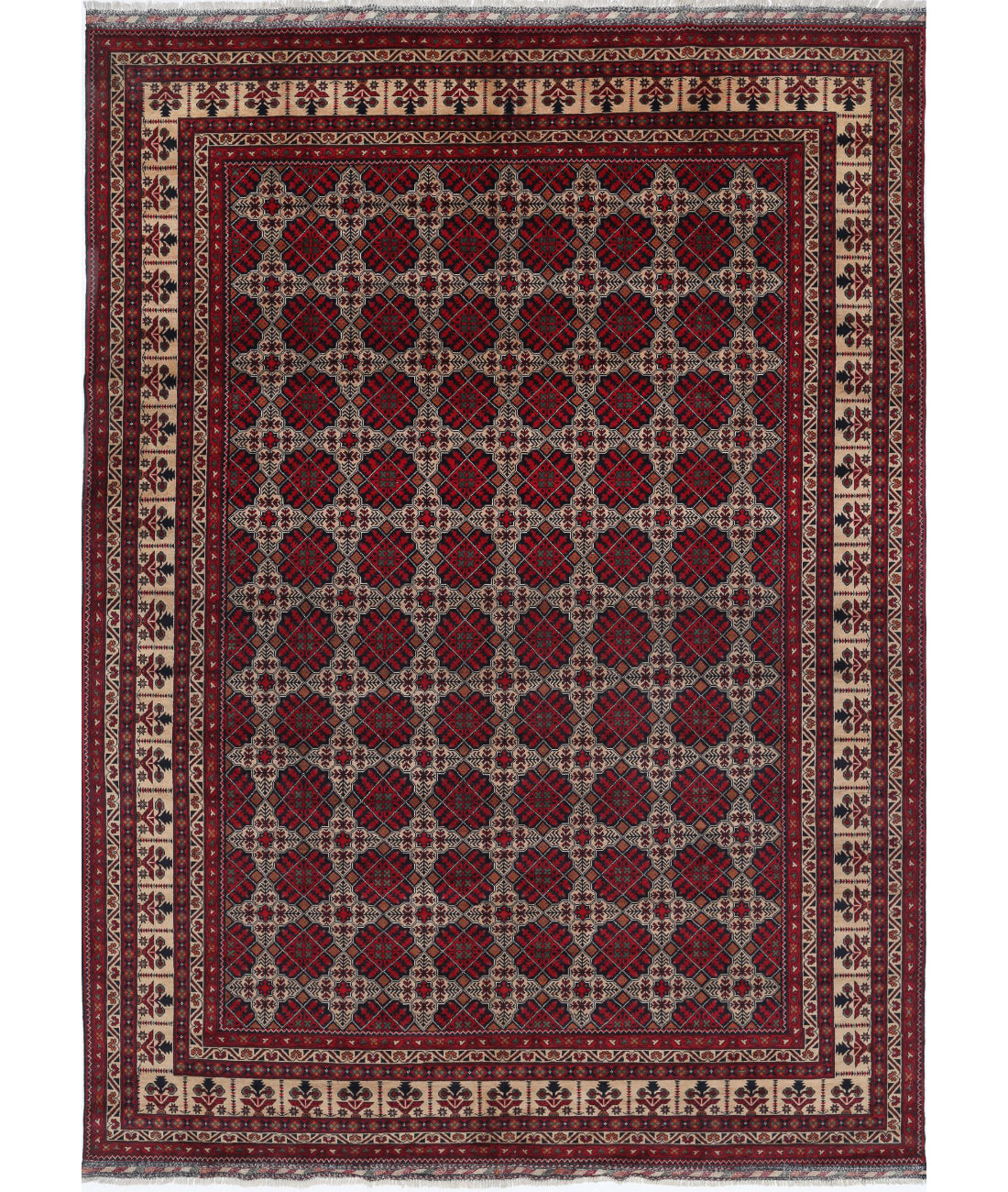 Afghan 8'0'' X 10'11'' Hand-Knotted Wool Rug 8'0'' x 10'11'' (240 X 328) / Red / N/A