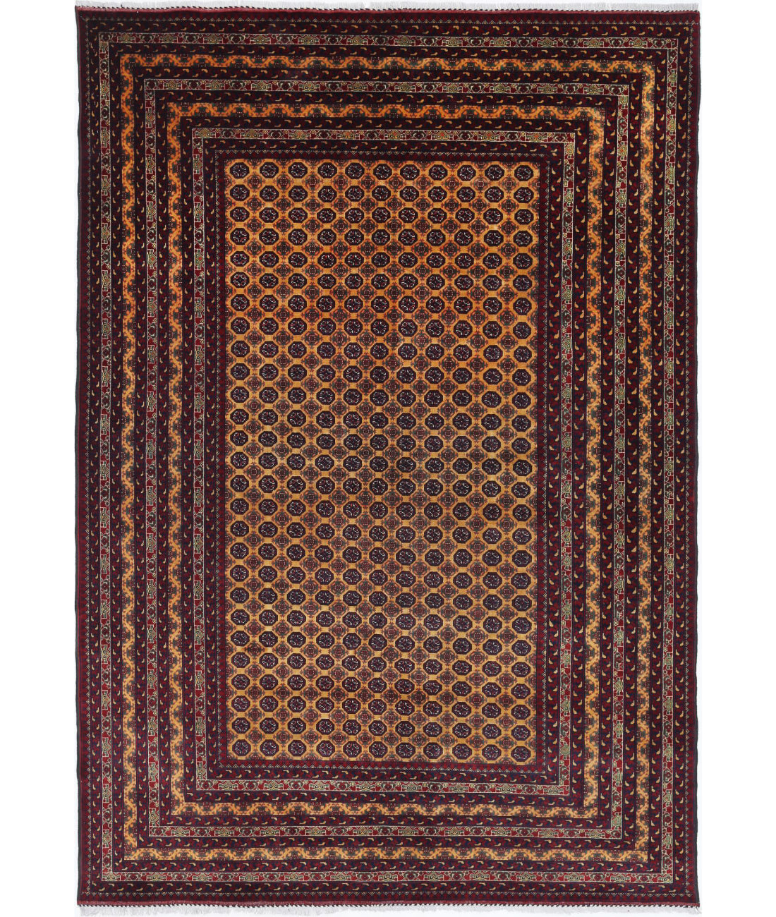 Afghan 6'6'' X 9'5'' Hand-Knotted Wool Rug 6'6'' x 9'5'' (195 X 283) / Red / N/A