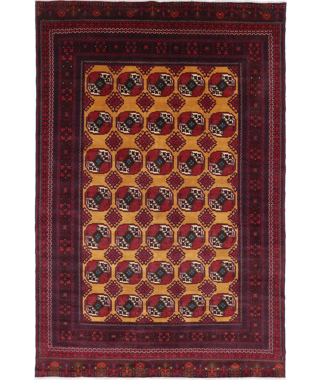 Afghan 6'3'' X 9'7'' Hand-Knotted Wool Rug 6'3'' x 9'7'' (188 X 288) / Red / N/A