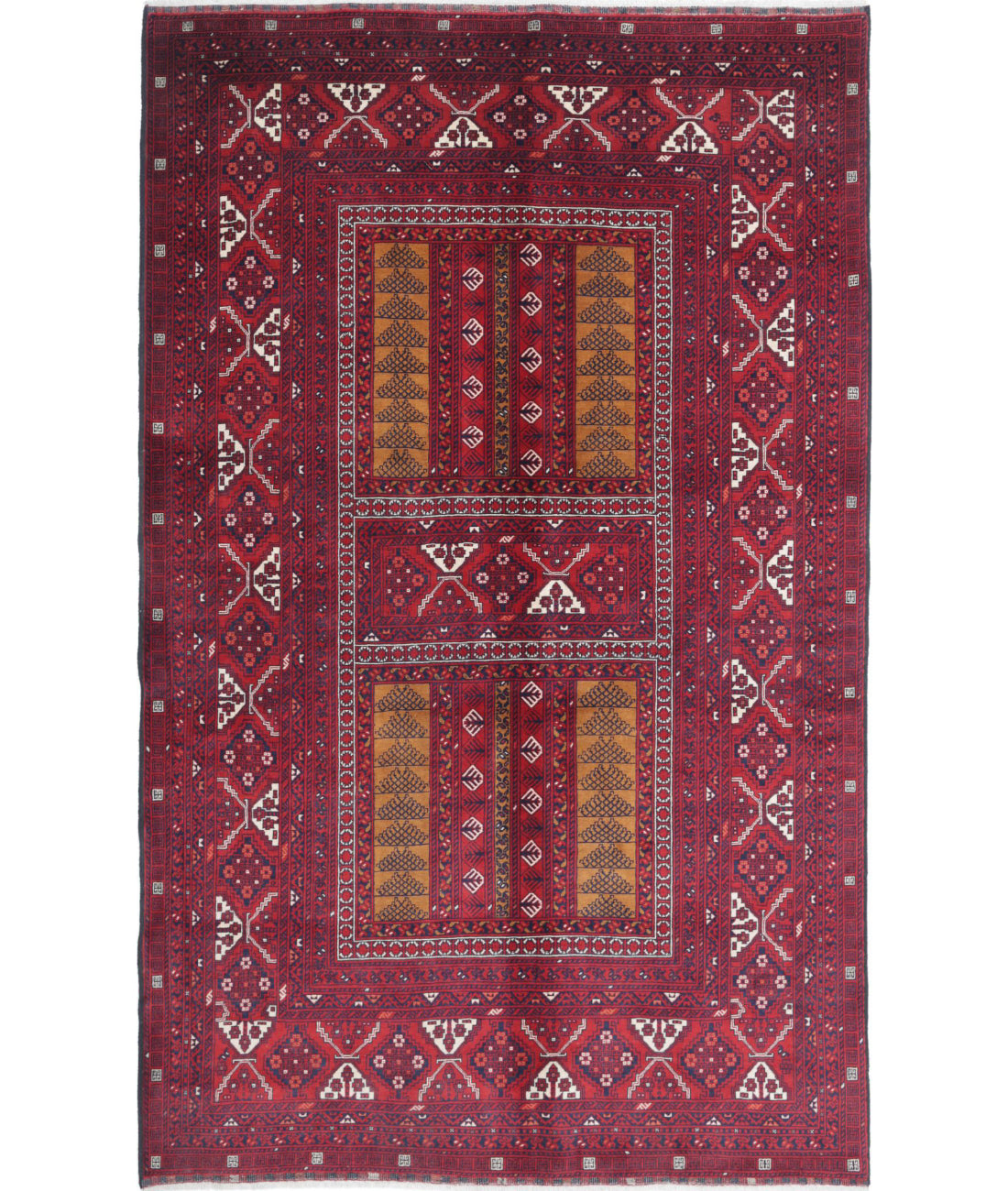 Afghan 5'2'' X 8'5'' Hand-Knotted Wool Rug 5'2'' x 8'5'' (155 X 253) / Red / N/A