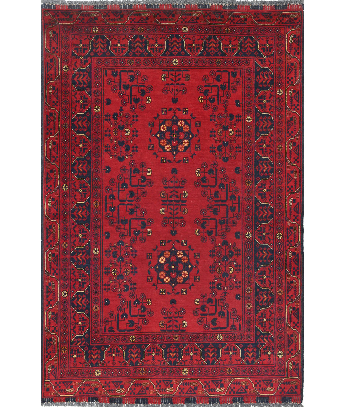 Afghan 3'4'' X 5'0'' Hand-Knotted Wool Rug 3'4'' x 5'0'' (100 X 150) / Red / N/A