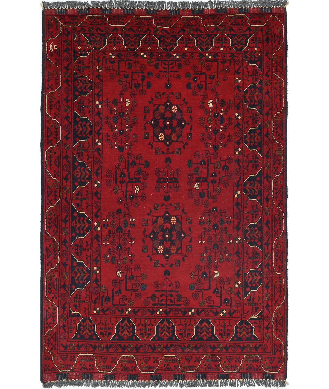 Afghan 3'4'' X 4'11'' Hand-Knotted Wool Rug 3'4'' x 4'11'' (100 X 148) / Red / N/A